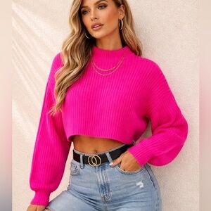 Lulu's Hot Pink Knit Sweater